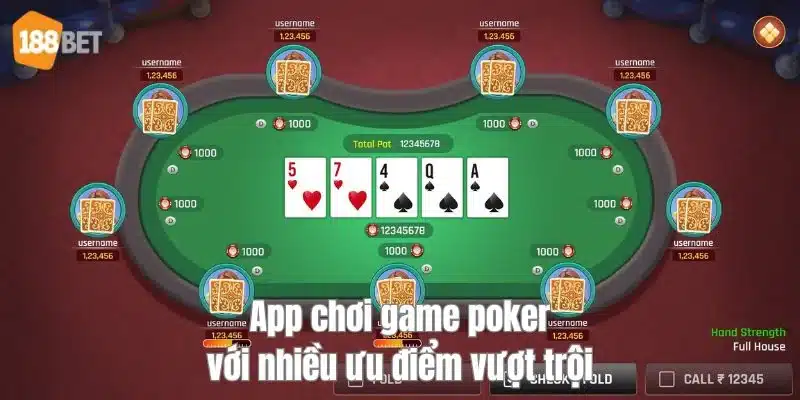 Ứng dụng chơi poker của 188Bet sở hữu loạt ưu điểm nổi trội. 